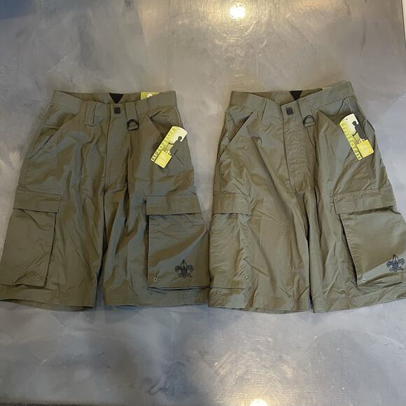 Boy Scouts of America Centennial Shorts Lot of 2 Green Adult XS Uniform Cargo - Picture 1 of 7